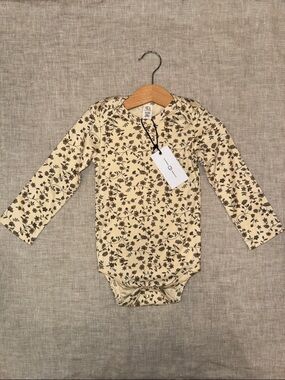 New Colored Organics Girls 18-24mo Cream Long-Sleeve Bodysuit with Floral Print